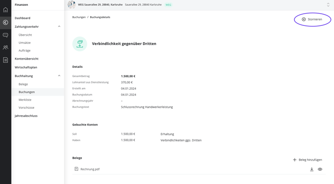 Verbindlichkeit gegenüber Dritten