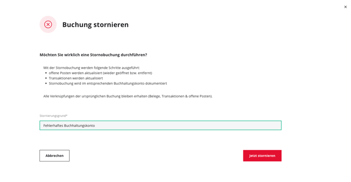 Buchung stornieren