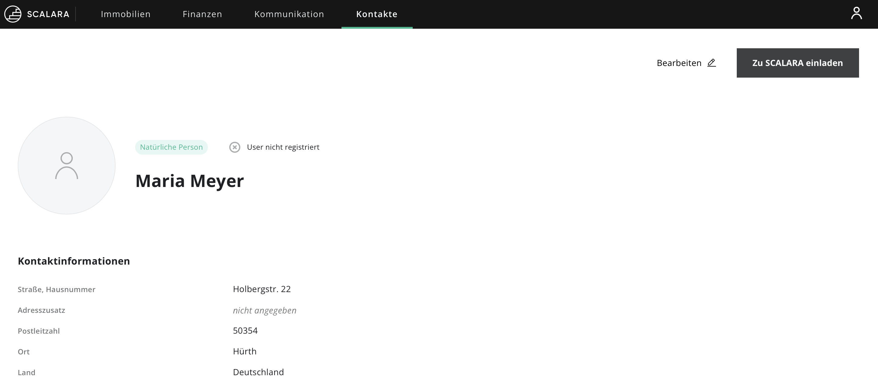 Natürliche person Kontaktinformationen
